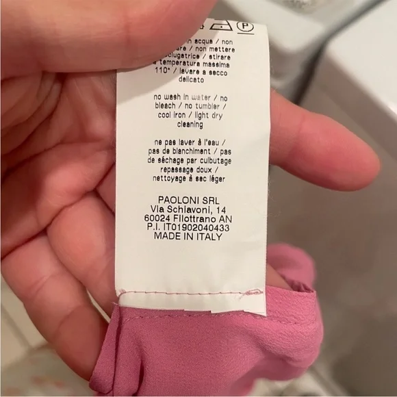 MSGM Milano Pink Ruffle Shoulder Silk Blend Blouse Size 40 (US 6) - Picture 9 of 9